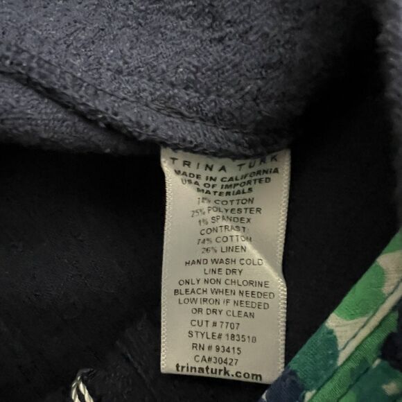 Trina Turk Womens Moss 2 Pant Size 4 Blue Textured - Picture 9 of 9